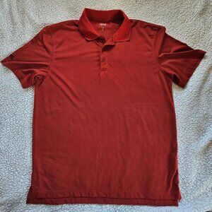 Izod Mens Red Cool FX Polo Shirt L/G Striped Pattern Lightweight Breathable
